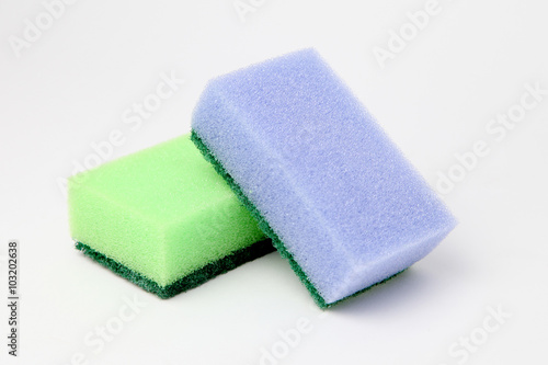 Two colorful sponge scourer