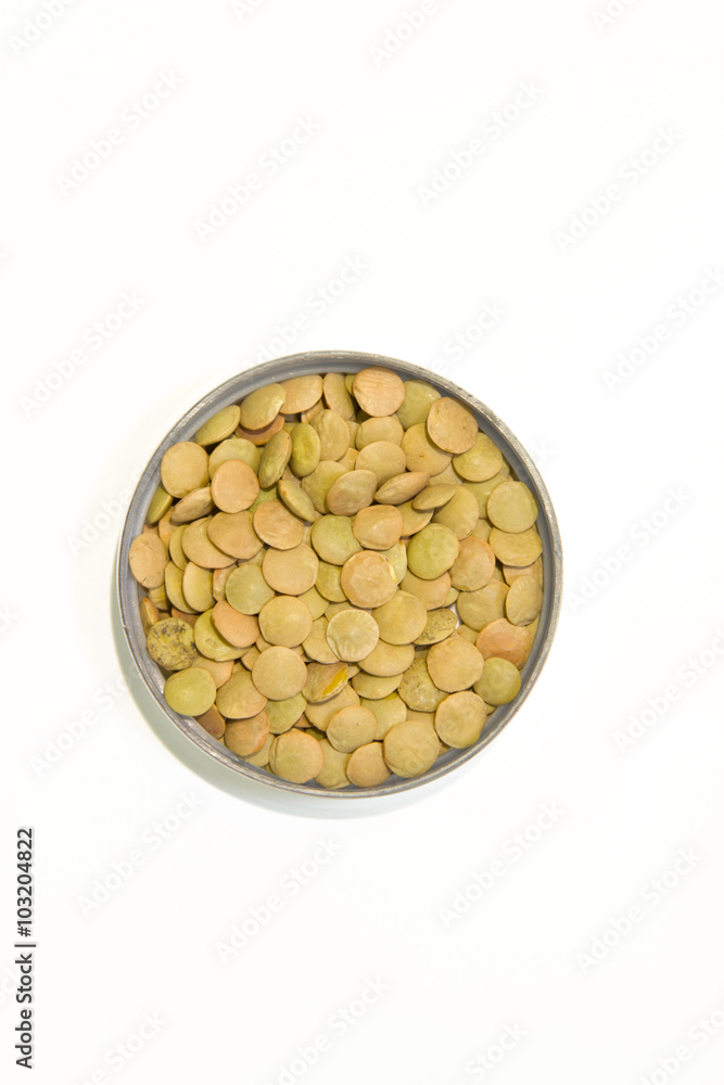 Cereals on a white background: lentil Cereals on a white background: lentil