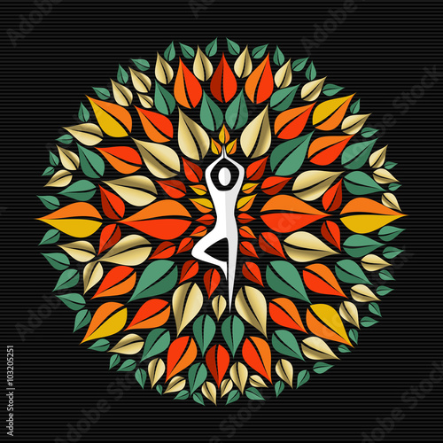 Nature mandala with person doing yoga pose