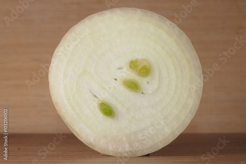 a half of an onion in a section