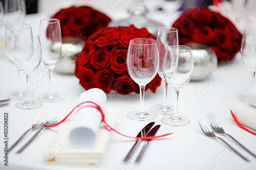 Table set for wedding reception