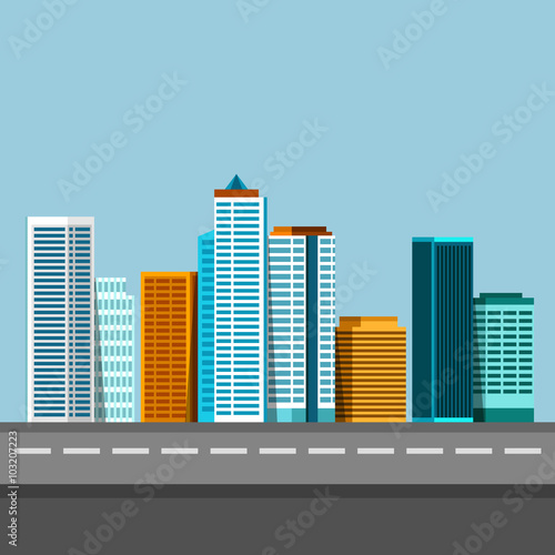 Vector flat illustration of city urban landscape. 