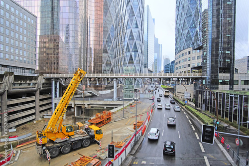 Photography Defense, Paris, France, February 9, 2016: sky-scrapers in a Paris district Defense