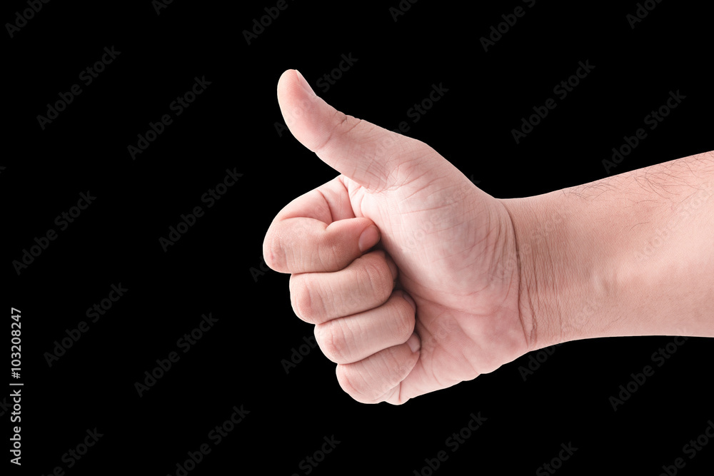 Man hand sign isolated on black background Man hand sign isolated on black background