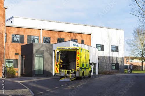 Ambulance near Wolverton Health Centre in Milton Keynes, England