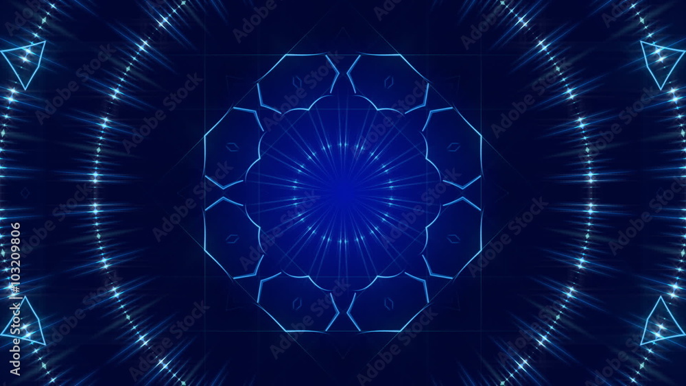 blue abstract background, kaleidoscope light, loop blue abstract background, kaleidoscope light, loop