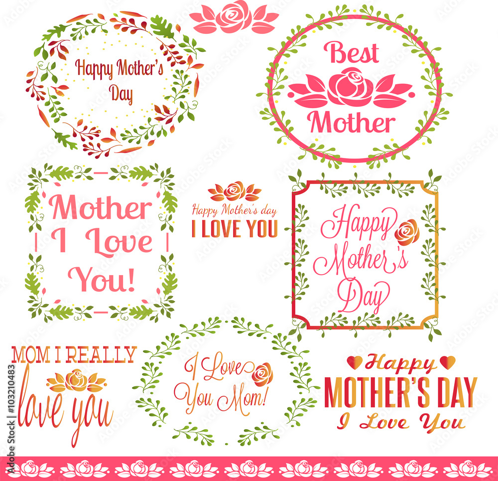 Fototapeta premium Коллаж, сет день матери 