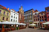 Gothic facades on the central square in Torun, Poland
