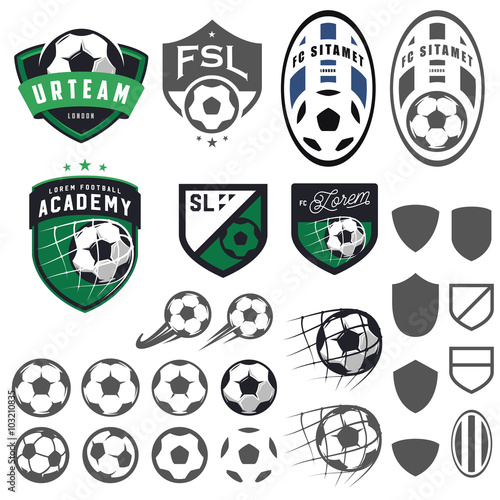 Set of football, soccer emblem design elements
