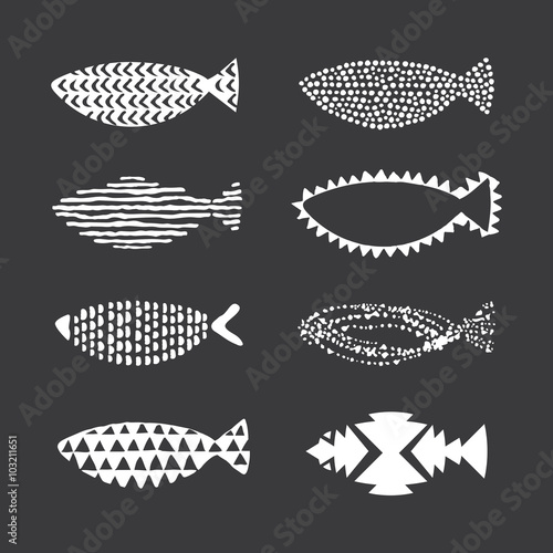 Set of 8 decorative fishes.