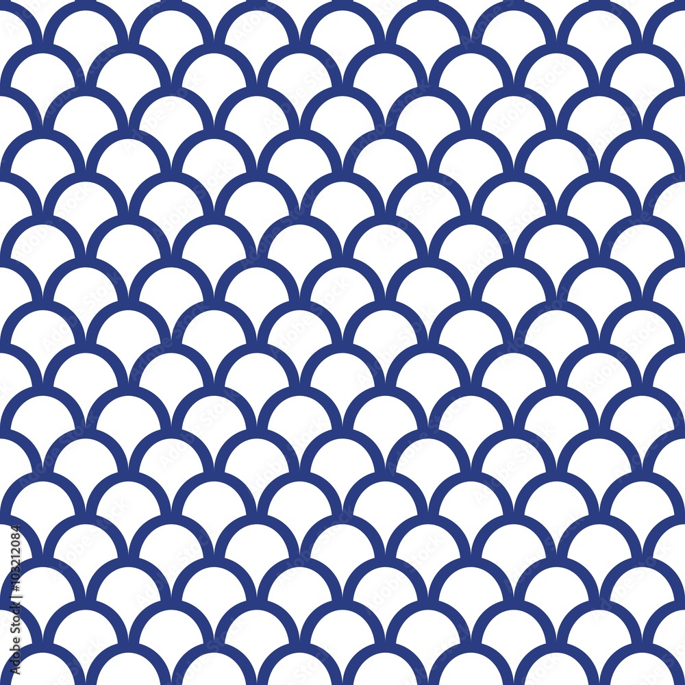 Blue Fish Scale Seamless Pattern