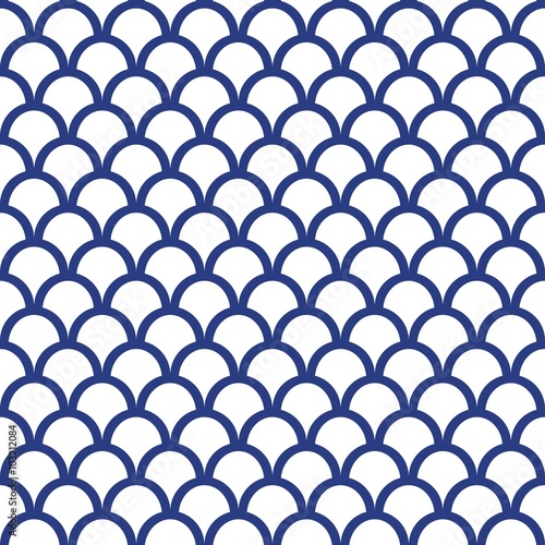 Blue Fish Scale Seamless Pattern