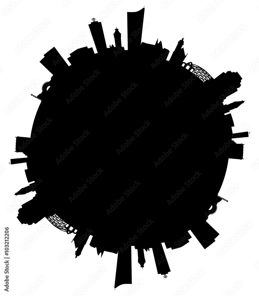 Leipzig Skyline als runde Grafik