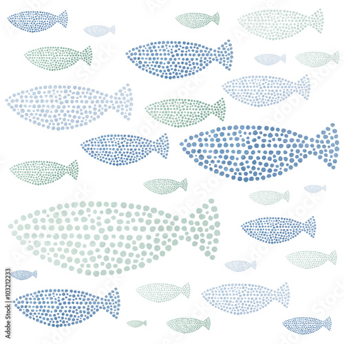 Watercolor hand drawn fishes
