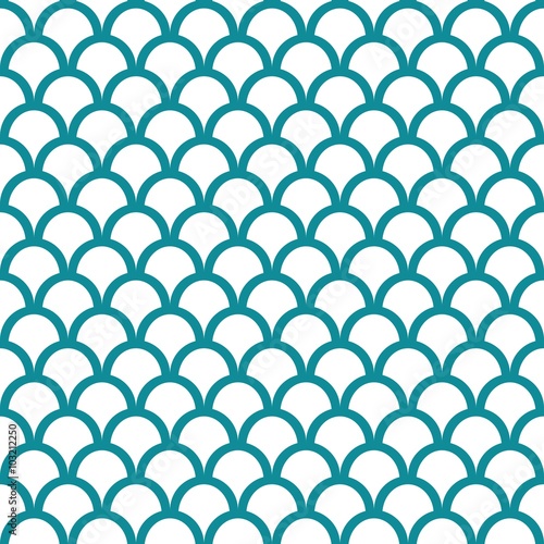 Turquoise Fish Scale Seamless Pattern