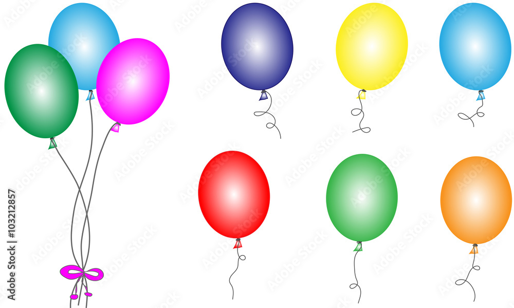 The balloons of different color on a white background The balloons of different color on a white background