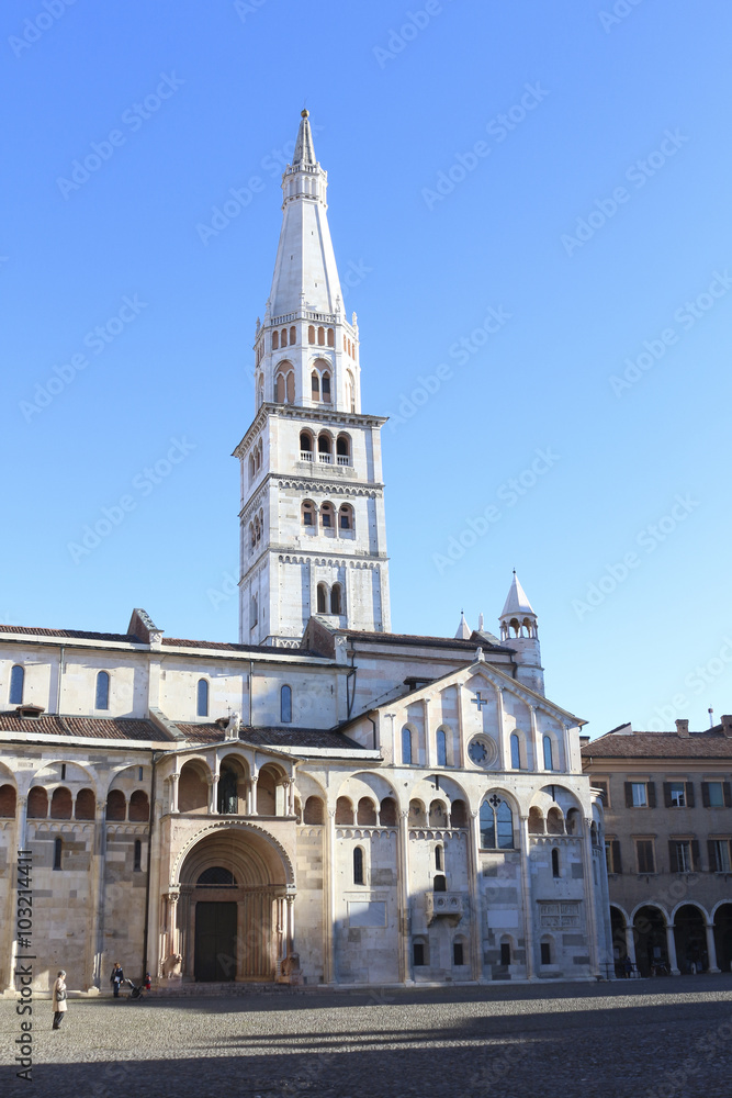 MODENA, ITALY - January 2016: Ghirlandina bell tower and Modena Cathedral, world heritage site