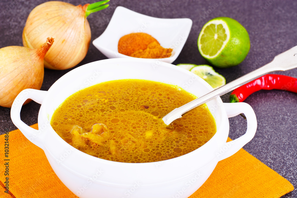 Indian Onion Soup, Curry, Shili Indian Onion Soup, Curry, Shili