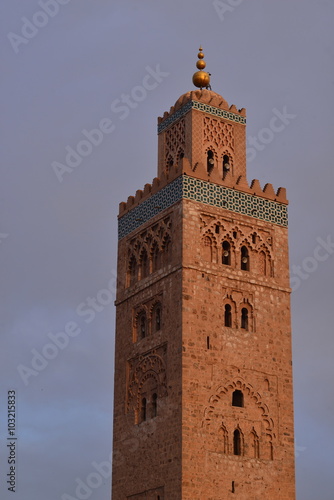 Kotoubia, Marrakech, Morocco, Africa.  The main city Islamic mosque near sunset. photo