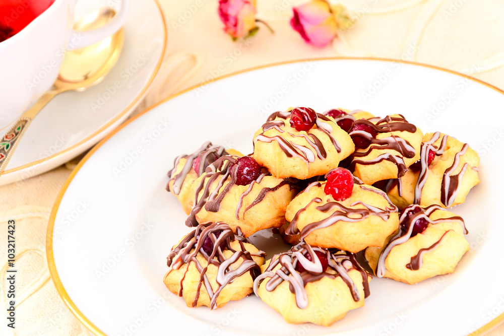 Delicious Christmas Cookies with Cranberries Kurabye. Delicious Christmas Cookies with Cranberries Kurabye.