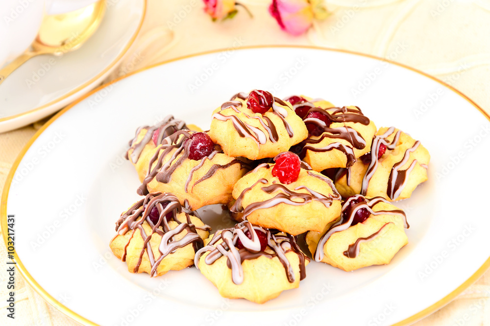 Delicious Christmas Cookies with Cranberries Kurabye. Delicious Christmas Cookies with Cranberries Kurabye.