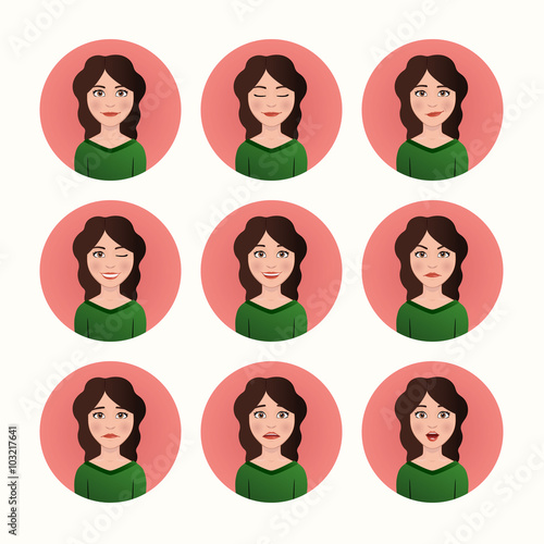 Woman expressions avatars