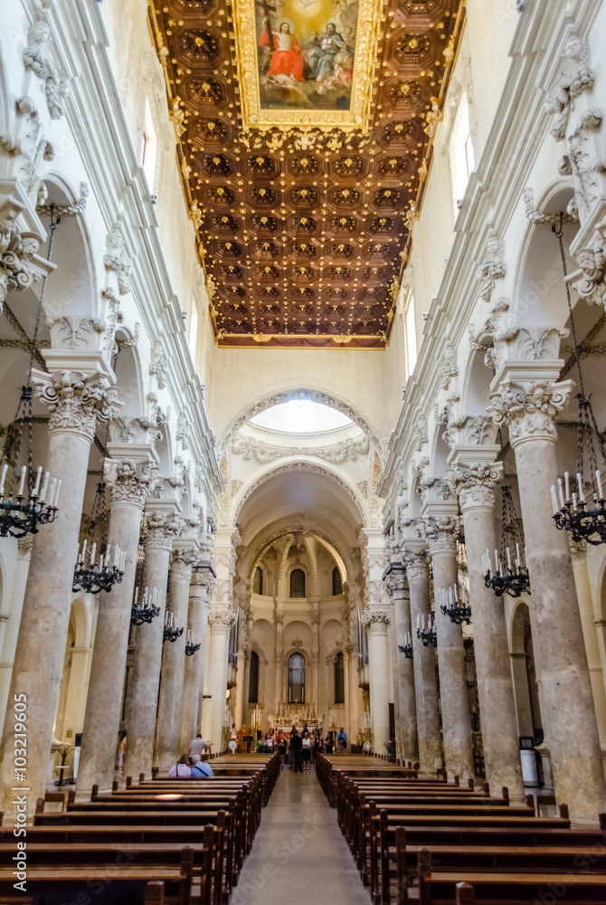 Church of the Holy Cross, interiors. Lecce, Italy