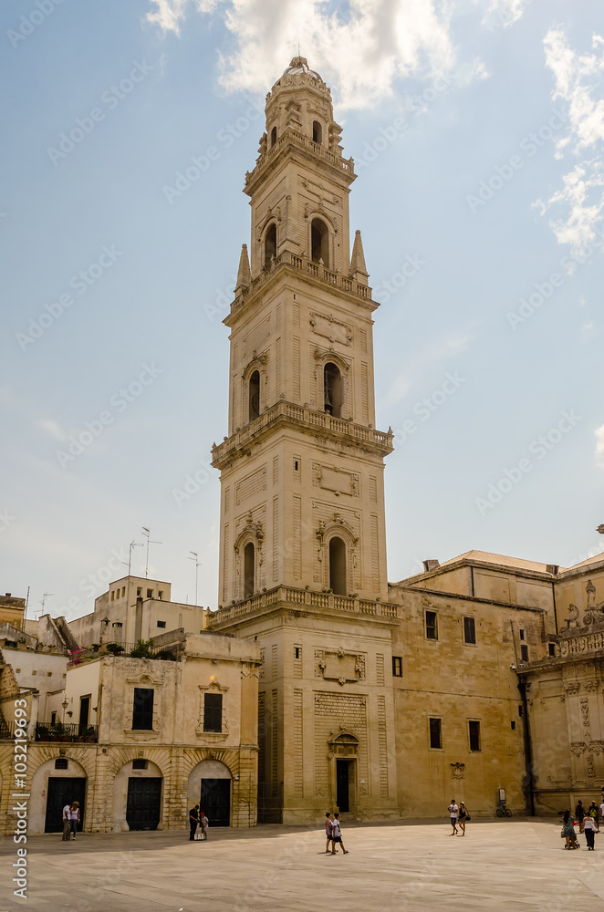 Tower of Lecce Cathedral, iconic landmark in Salento, Italy