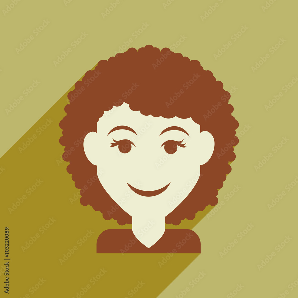Flat web icon with long shadow women's haircut Flat web icon with long shadow women's haircut