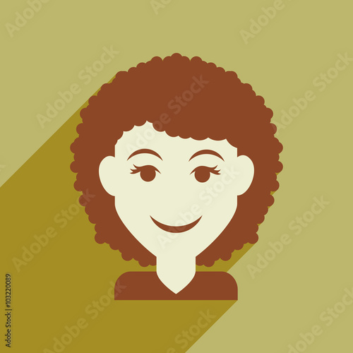 Flat web icon with long shadow women's haircut