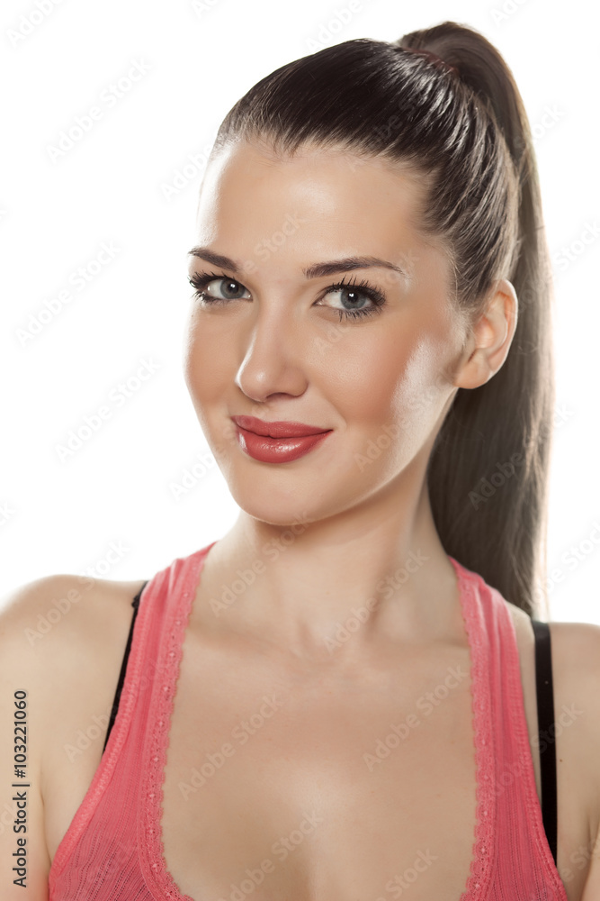 portrait of a young smiling woman with a gentle makeup portrait of a young smiling woman with a gentle makeup