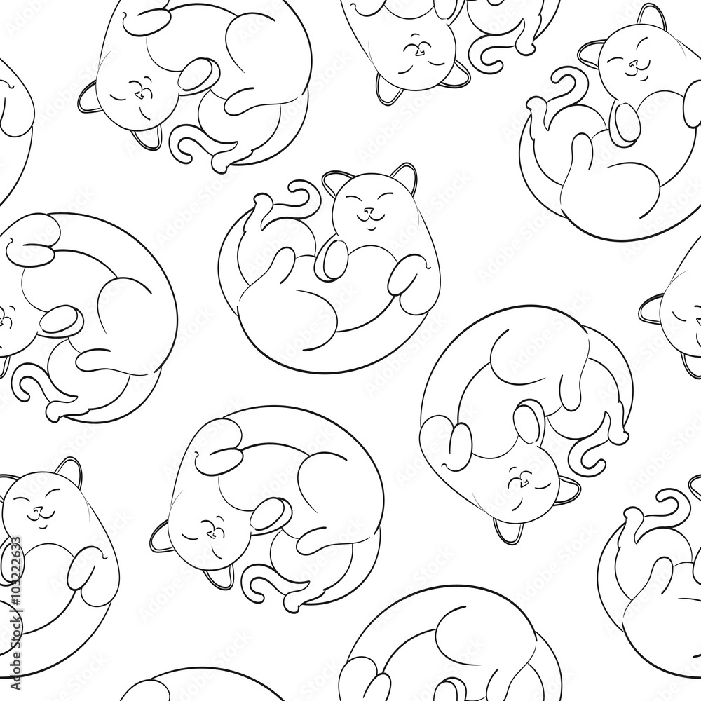 Seamless cute vector cats pattern Seamless cute vector cats pattern
