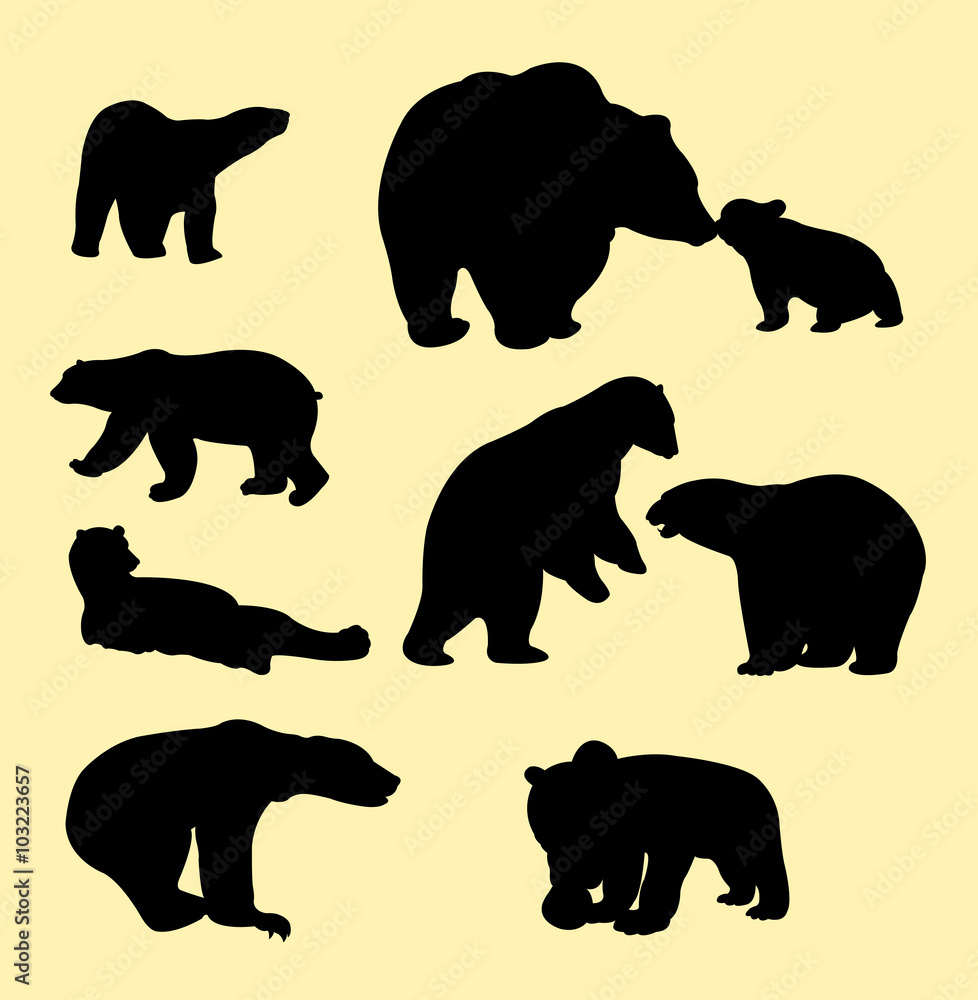 Naklejka premium bears mammals silhouette