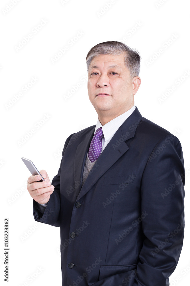 gesture and pose of old Asian businessman