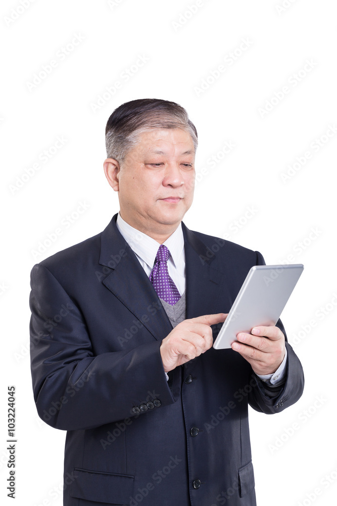 pose and gesture of old Asian businessman in suit pose and gesture of old Asian businessman in suit