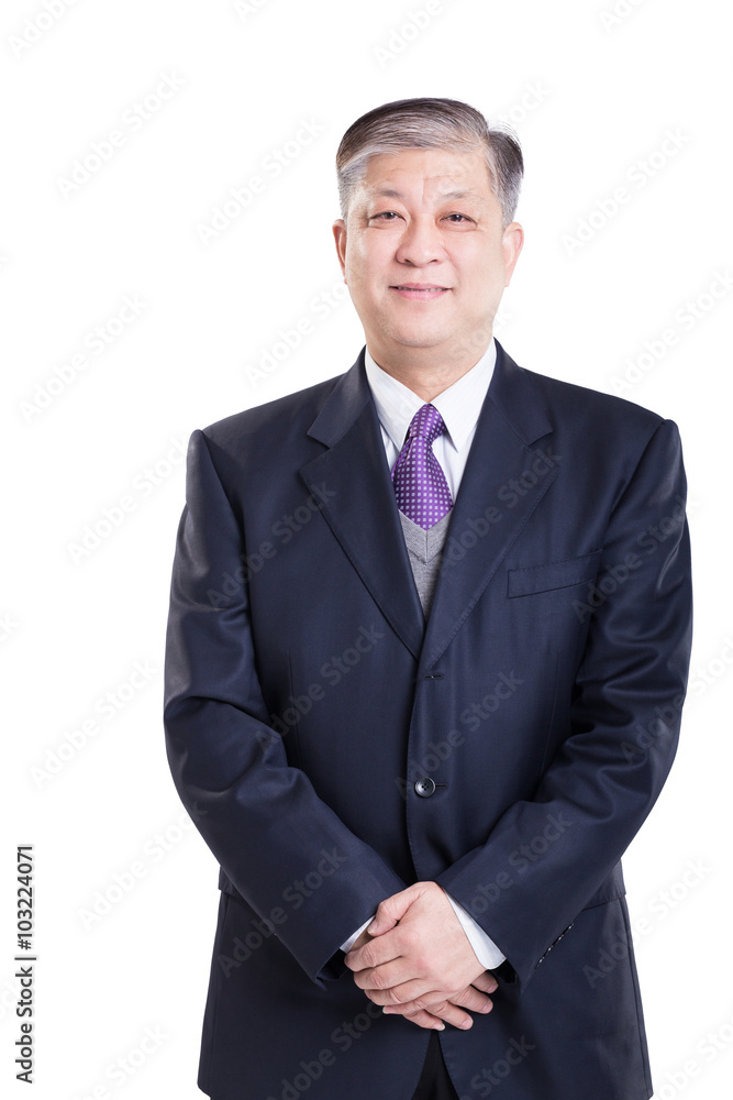 pose and gesture of old Asian businessman in suit pose and gesture of old Asian businessman in suit