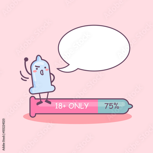 cartoon condom with speech bubble