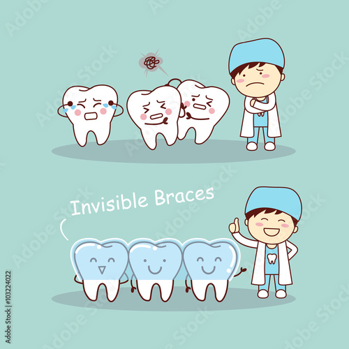 cute cartoon tooth invisible braces