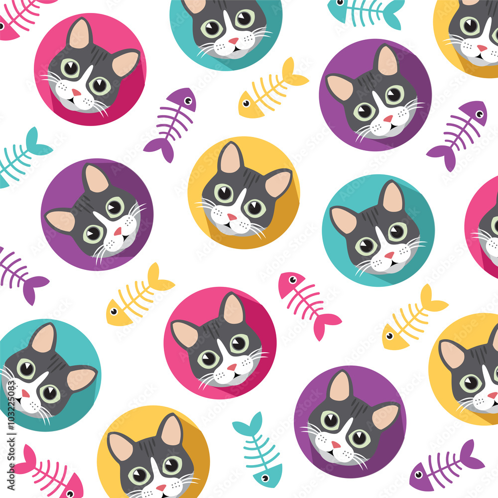 Fototapeta premium Cute cat pattern