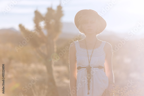 beautiful bohemian girl in desert