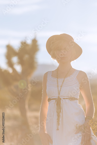 beautiful bohemian girl in desert