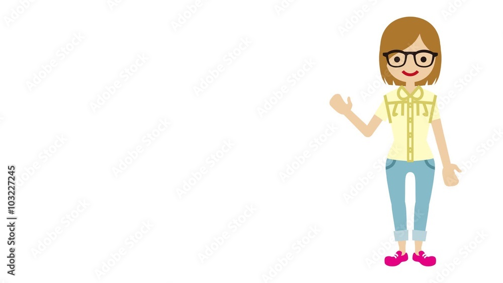 Explaining Female student Eyeglasses - Loop-ready File -Alpha channel Explaining Female student Eyeglasses - Loop-ready File -Alpha channel
