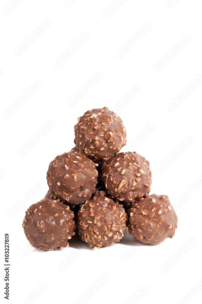 Chocolate truffles isolated on white background Chocolate truffles isolated on white background