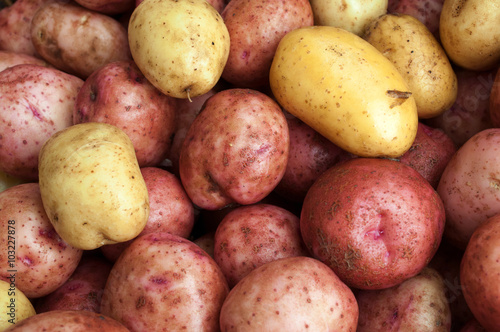 Wet raw potatoes