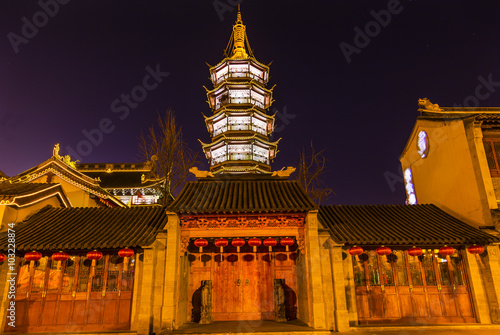 Buddhist Nanchang Temple Wooden Door Pagoda Wuxi Jiangsu China photo