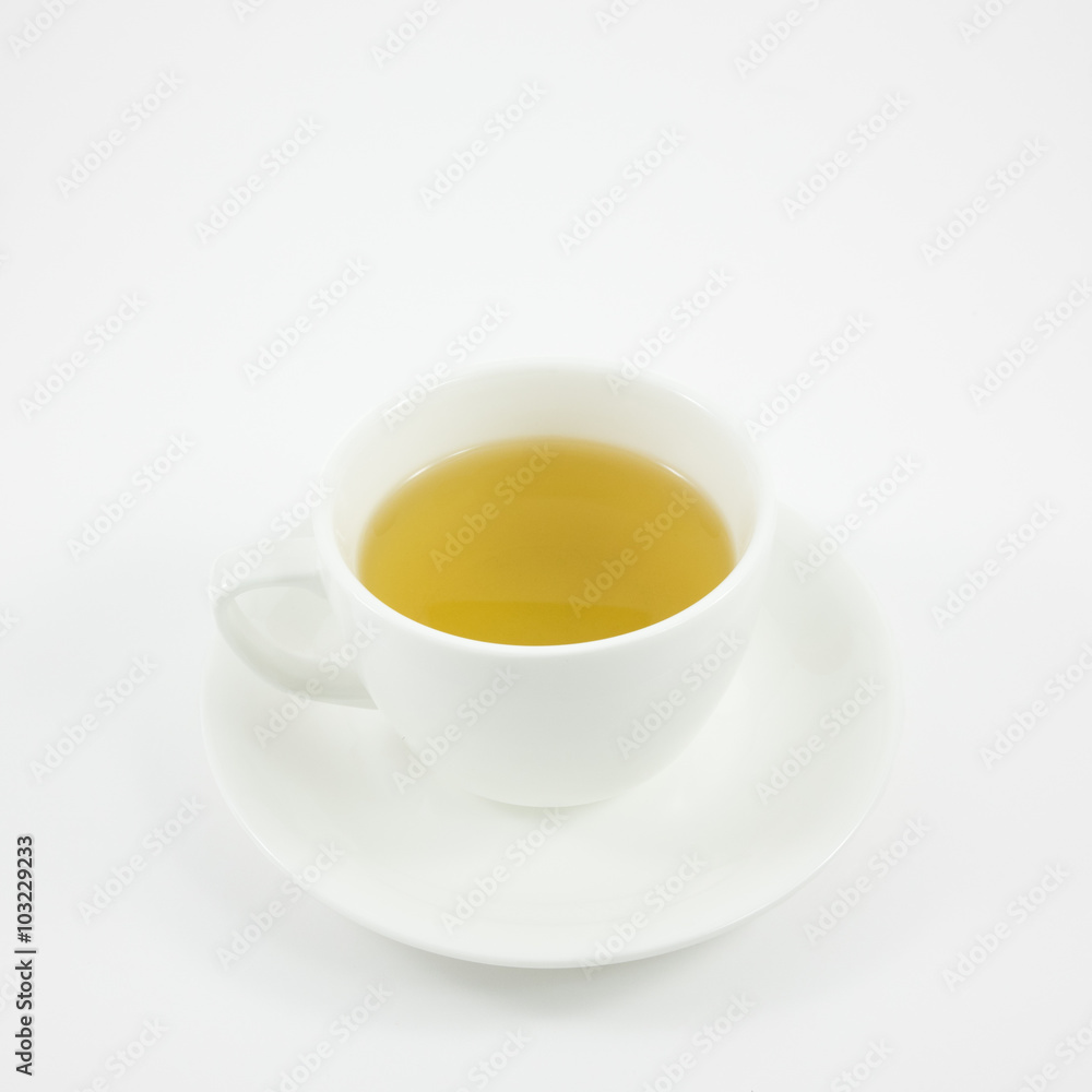 The white ceramic cup of Japanese green tea (hot drink). The white ceramic cup of Japanese green tea (hot drink).