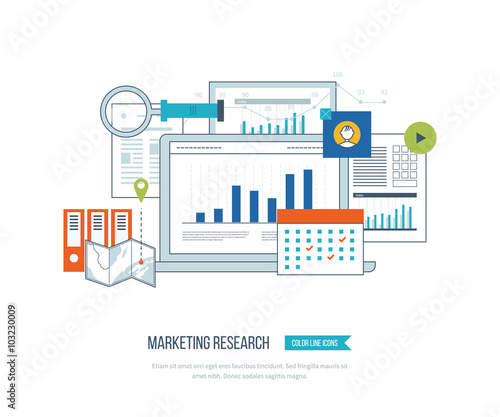 Market strategy analysis, online marketing research, business analytics and planning