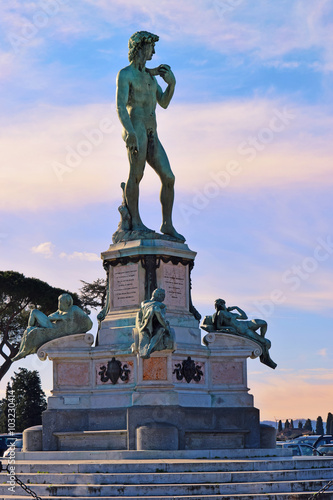 statue of David at the Piazzale Michelangelo, Florence, Italy