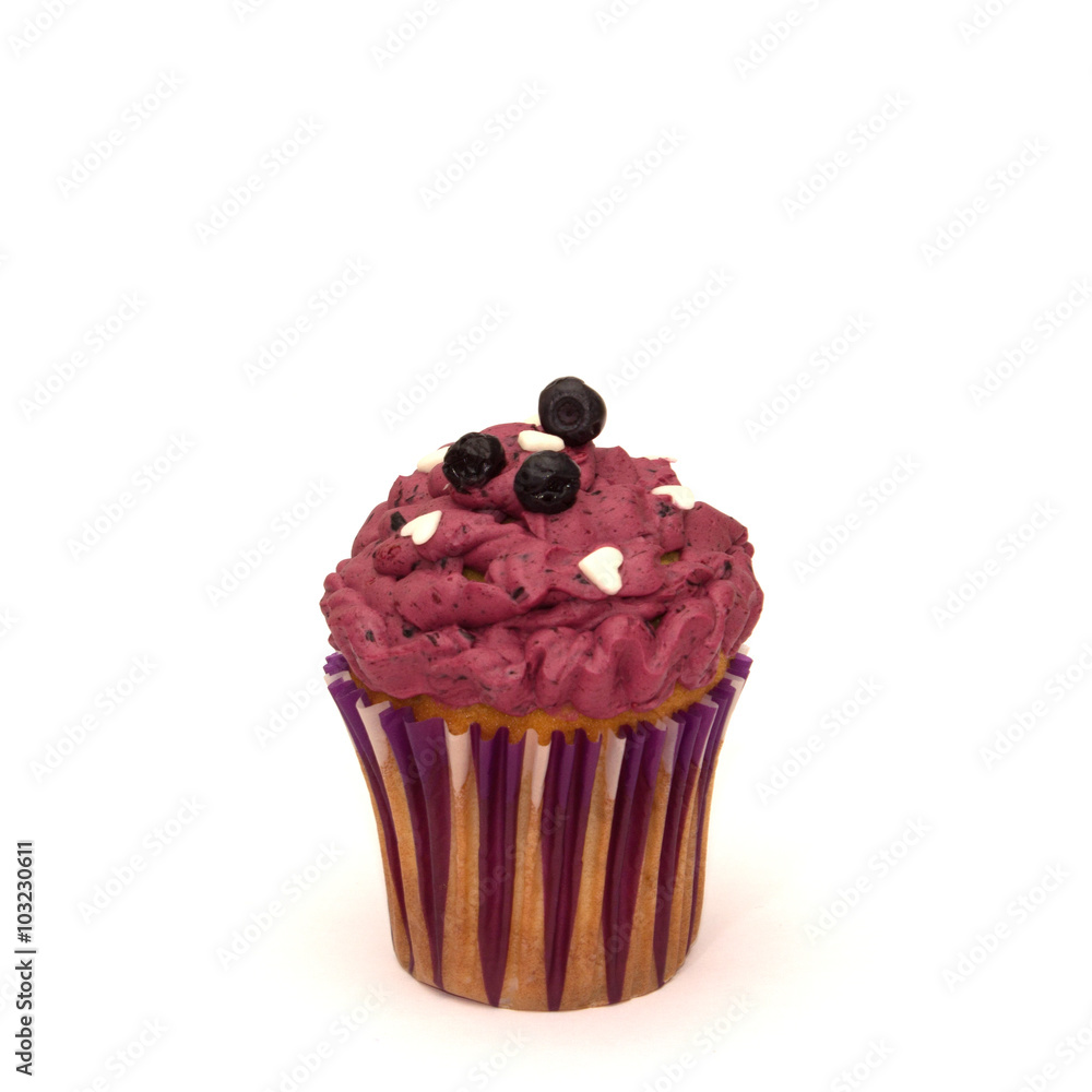 Birthday cupcake with butter cream isolated on white. Birthday cupcake with butter cream isolated on white.