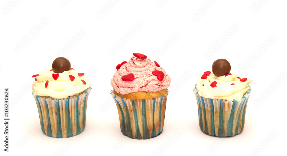 Birthday cupcake with butter cream isolated on white. Birthday cupcake with butter cream isolated on white.